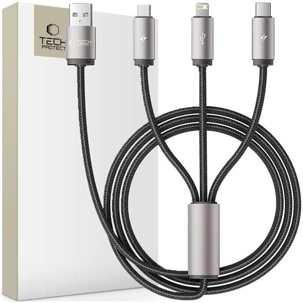 Tech-Protect 3 i 1 Kablar för Lightning, Typ-C, Micro-Usb 100 Cm