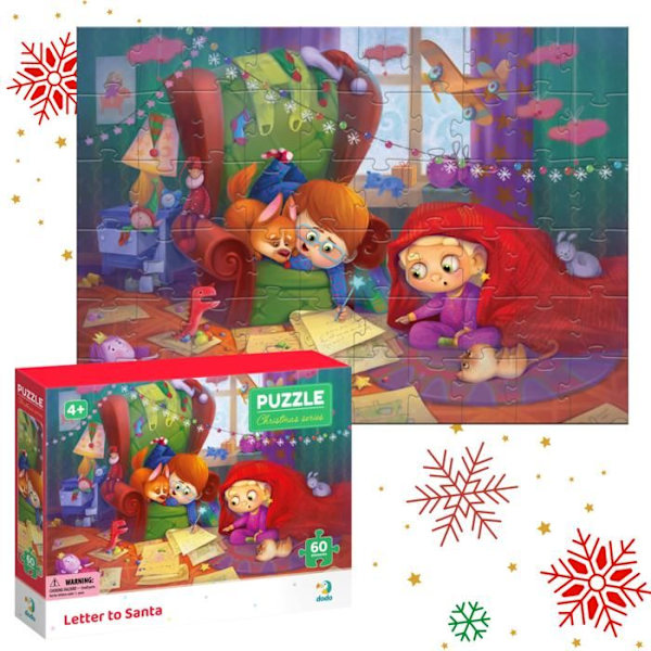 PUZZLE BREV ALLE JULENISSEN 60 DELAR FÄRGSTARK PUZZLE FÖR BARN