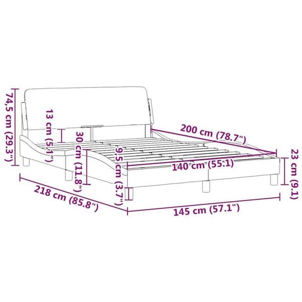 vidaXL Sängram Dover svart och vit 140x200 cm konstläder 373203