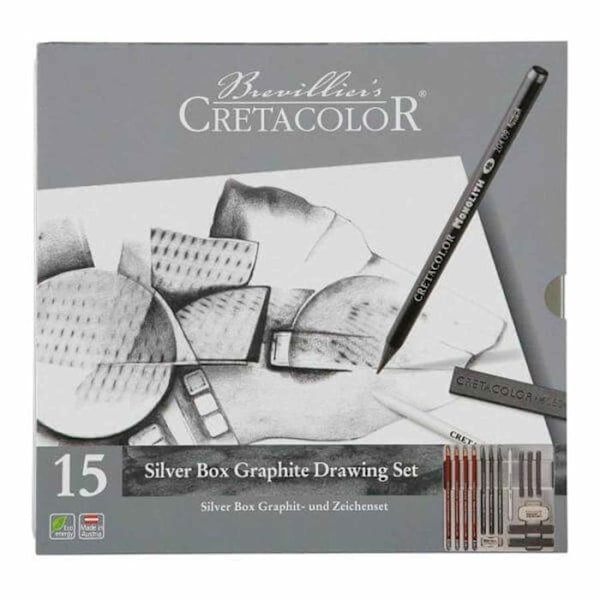 Cretacolor Fine Arts Box 15 föremål i grafit - Silver Box Svart