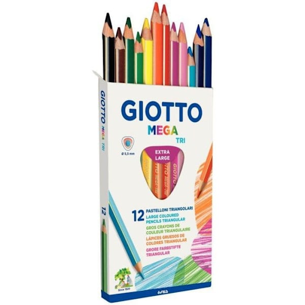 Färgpennor GIOTTO Stilnovo Maxi - Etui 12 - Stift på 4,3 mm - Motståndskraft mot bräckage