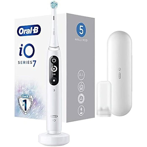 Elektrisk tandborste - ORAL-B - IO 7 - Vit Alabaster - Litiumjon - 3,7 V Svart