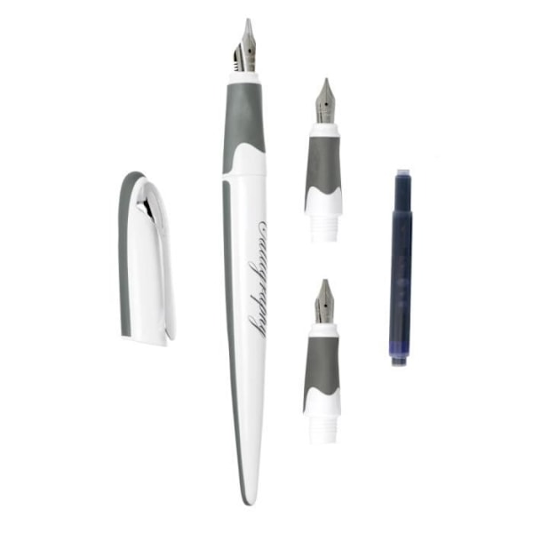 Stylo Plume - ONLINE - Kalligrafi - Ergonomisk - Vit kropp - 3 spetsar 0,8/1,4/1,8 mm Vit