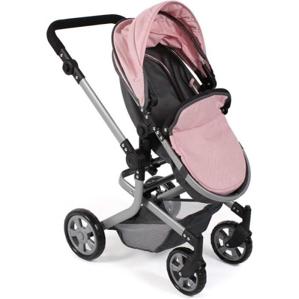 2 i 1 barnvagn för dockor - BAYER CHIC 2000 - Chic och praktisk - Svart och rosa