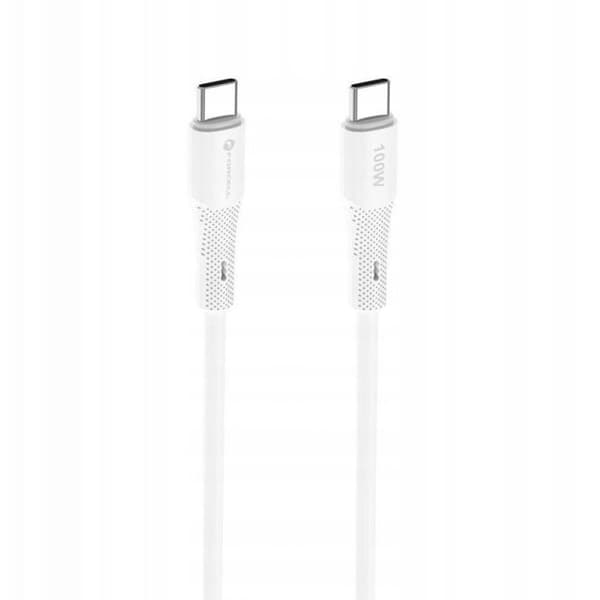 USB-C-kabel - FORCELL - USB-C till USB-C 1 m - Vit - Standard 4.0 - Rak kontakt