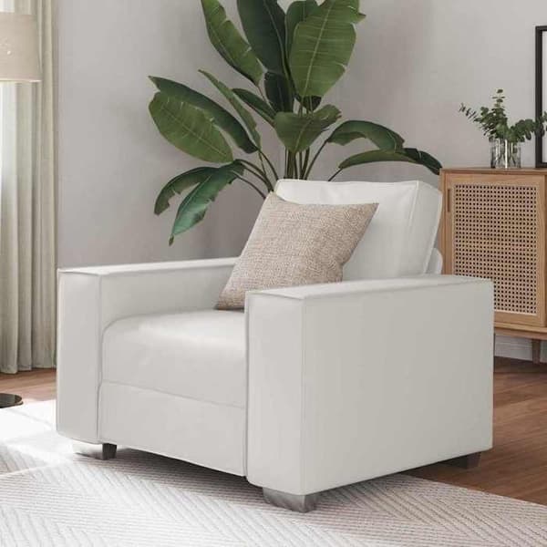 Fåtöljsoffa 59 cm med kudde Vit konstläder