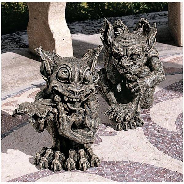 Staty - statyett - keramik Design Toscano - CL93689 - av Blagdon Babble, den gotiska Gargoyle-uppsättningen om 2