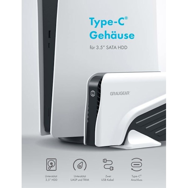 Extern hårddisk - Graugear - G-3501-A-10G - 8 To - Kompatibel med PS4/PS5 - Hög kapacitet