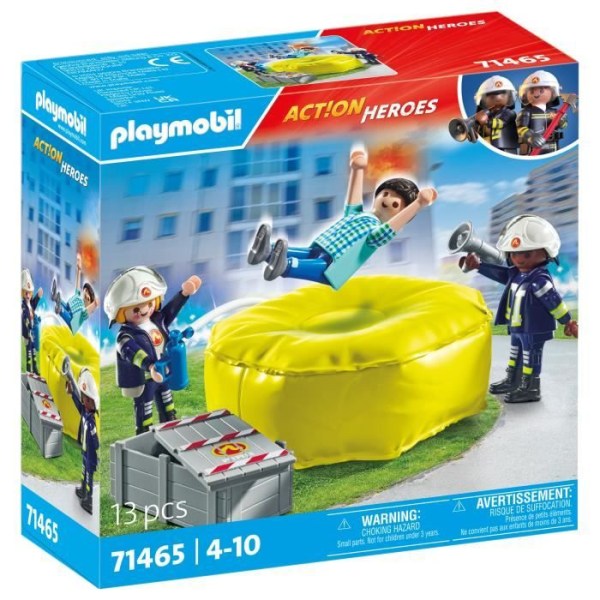 PLAYMOBIL 71465 Brandmän med räddningskudde - Action Heroes - Brandmän - från 4 år och uppåt Flerfärgad