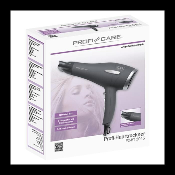 Profi-Care PC-HT 3045 hårtork - Märke: Profi-Care - Effekt: 2200 W - Färg: antracit Grå
