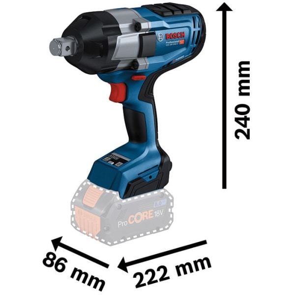 18V GDS 18V-1050H skiftnycklar (utan batteri eller laddare) i L-BOXX box - BOSCH - 06019J8501