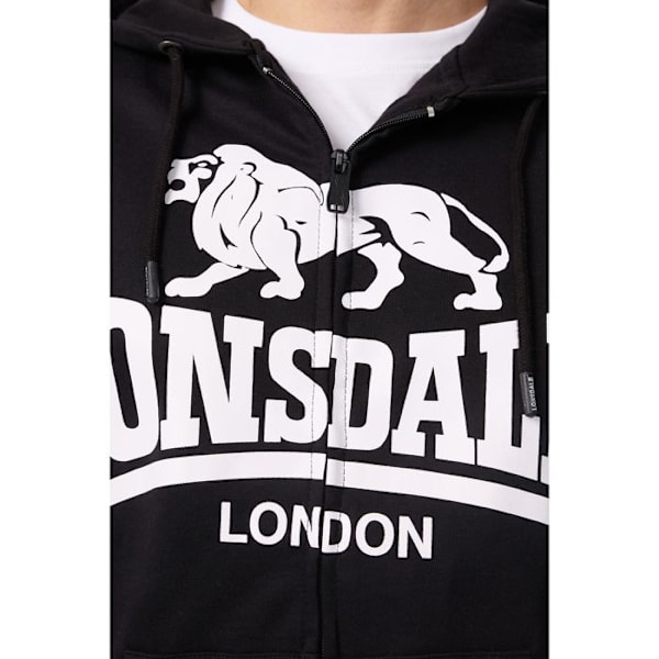 Huvtröja med zip - Lonsdale - Krafty - Svart - 100% kammad bomull - Långa ärmar svart XXL