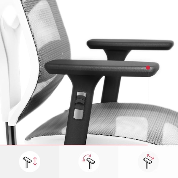 Diablo V-Basic Ergonomic Office Chair 3D Andas Mesh Justerbara Armstöd (Vit-Grå) Vit grå
