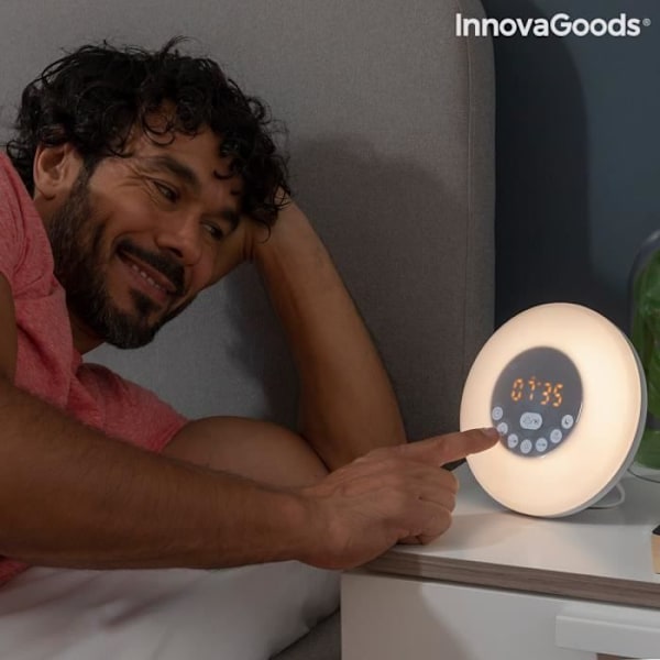 Väckarklocka - InnovaGoods - Slockar - Bluetooth - Simulering av gryning - Flerfärgad Röd, grön, blå, lila, gul
