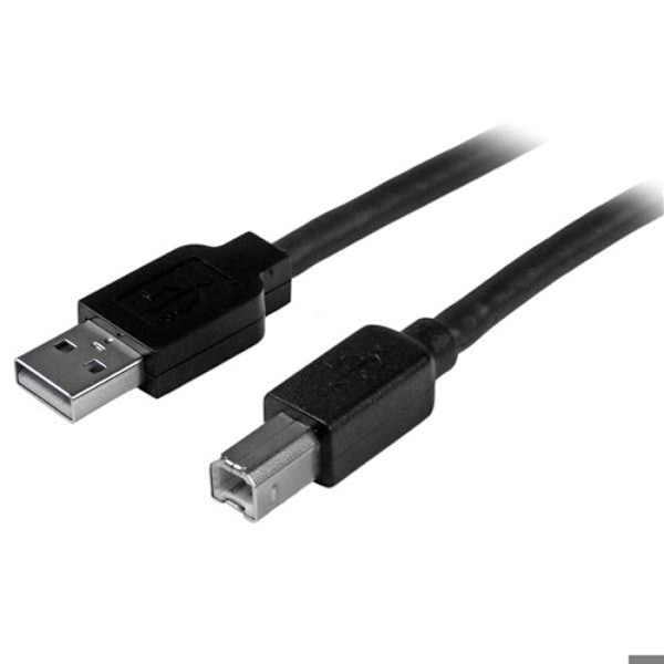 STARTECH.COM Aktiv USB A till B-kabel - USB AB skrivarkabel - M / M - 1x USB A hane, 1x USB B hane - 15 m - Svart