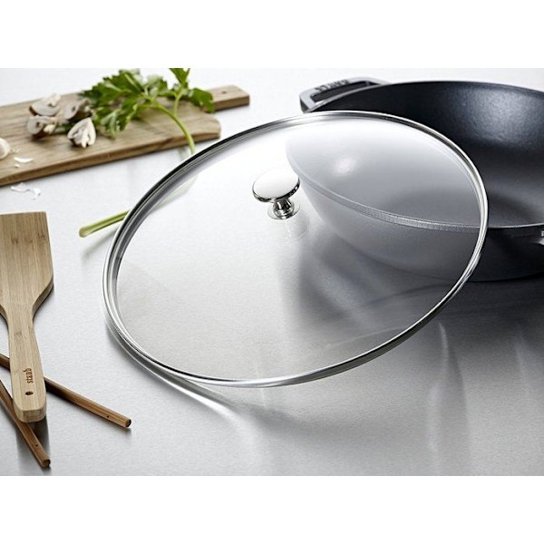 Emalj gjutjärn Wok 30cm Svart