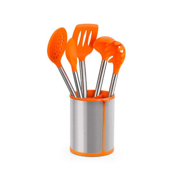 BRA Efficient | Rotativ köksredskapsburk, rostfritt stål, orange, 14,5 x 15 x 18 cm Naranja