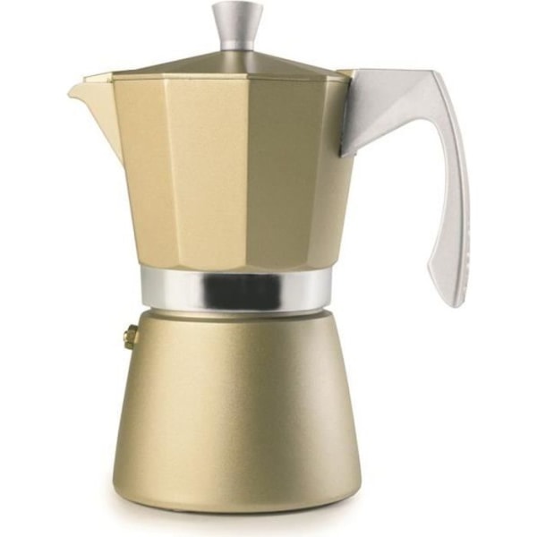 Ibili - Evva Golden Espressobryggare, 9 koppar, 450ml, Gjuten aluminium, Induktionskompatibel