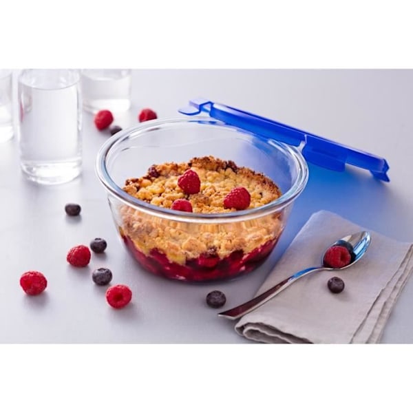 PYREX COOK & GO Rund förvaringsfat 0,7l 15cm + Blått lock blått lock