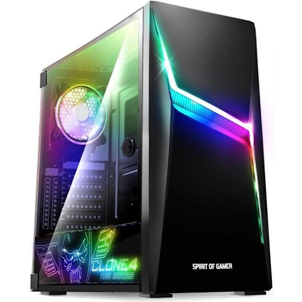 SPIRIT OF GAMER - Clone 4 ARGB Gamer PC-fodral - Mid-Tower ATX, Micro-ATX, ITX