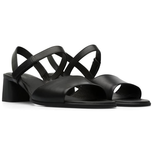 Sandaler Dam - CAMPER - Katie - Läder i fullkorn - Kvadratklack - Svart Velcro Svart 39