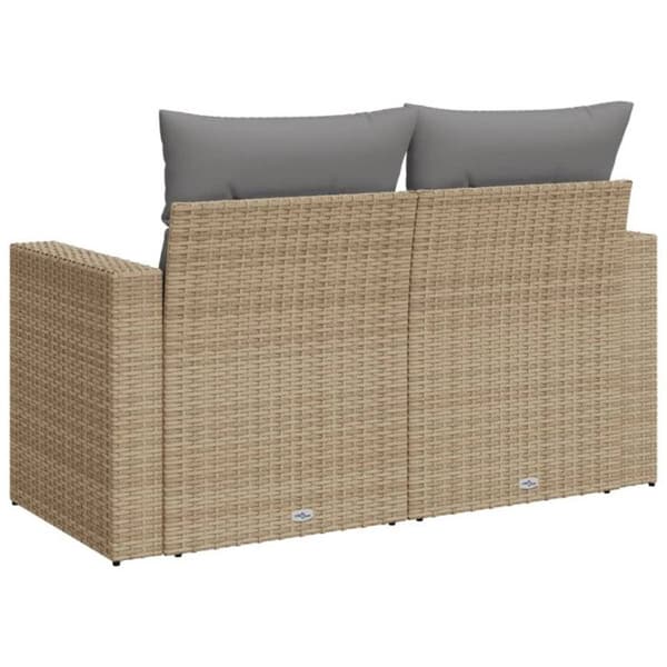 vidaXL Sofaset för trädgård med kuddar 2 platser beige flätad harts 366105