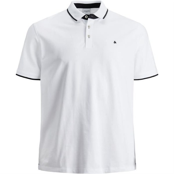 Polo - Jack And Jones - Tipped Pique - Kortärmad - Plus Size - Vit Vit XXXL