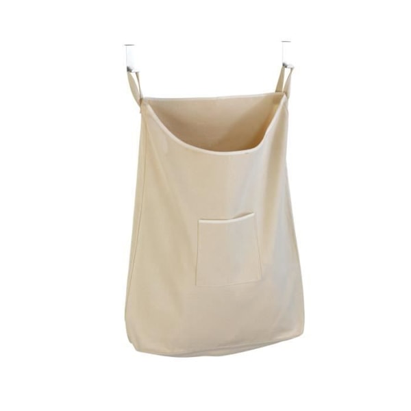 WENKO Vägghängd tvättkorg Canguro, hängande tvättkorg, Kapacitet 65L, 100% bomull - krok i rostfritt stål, beige Beige