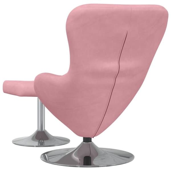 Äggfåtölj med fotstöd i rosa sammet