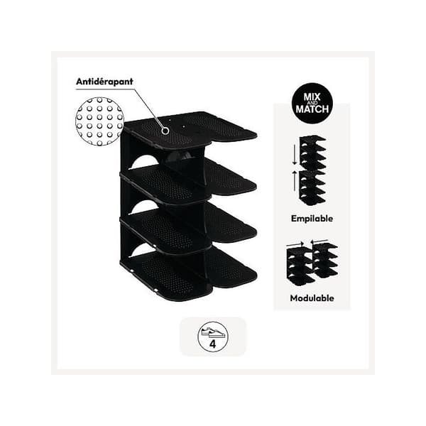 Skorställ x4 plast Svart