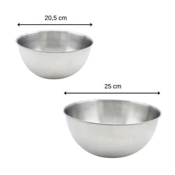 Set med 2 blandskålar i rostfritt stål 20,5 och 25 cm Fackelmann Basic Rostfritt stål