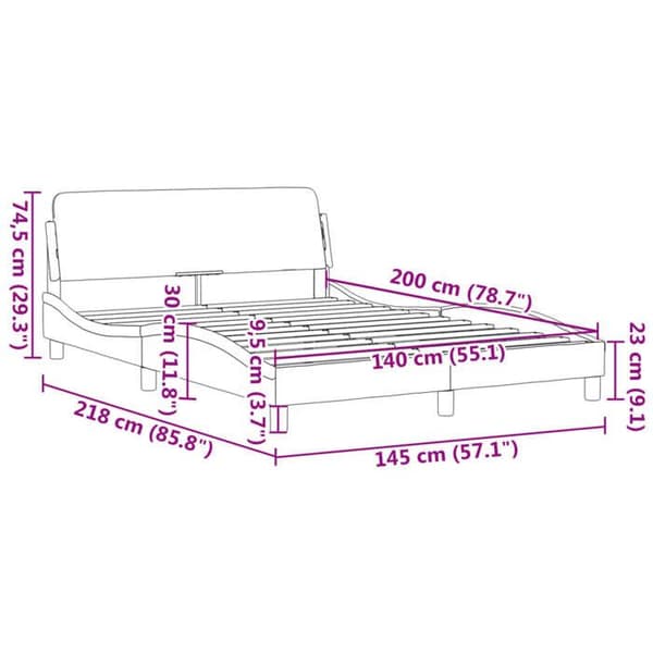 vidaXL Dover sängram ljusgrå 140x200 cm tyg 373185