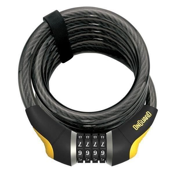 ONGUARD Doberman Combo Cykellås - Svart - 185 cm x 15 mm svart och gult