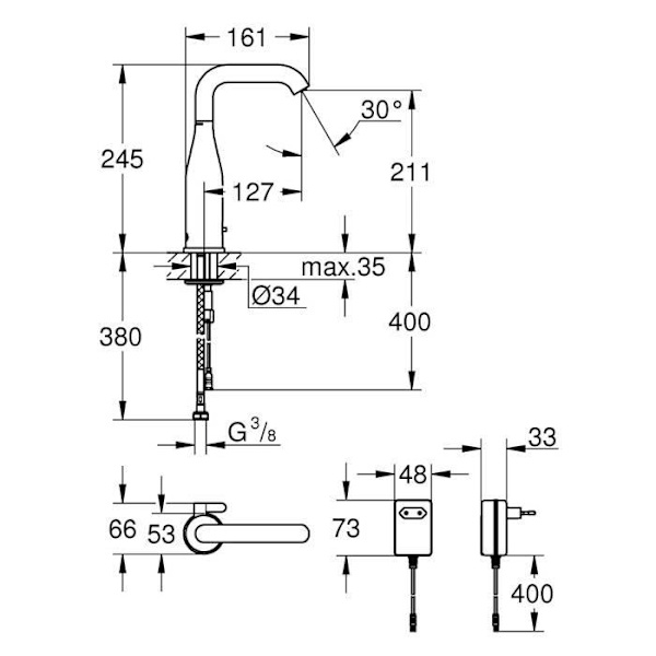 GROHE Essence E infraröd tvättställsblandare, krom - 36444000