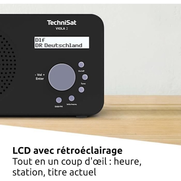 Bärbar DAB+/FM-radio - TechniSat - VIOLA 2 - Inbyggd högtalare - LCD-skärm - Kompakt och lätt Svart