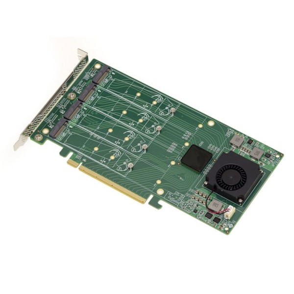M2 PCIe x16-kontrollkort för 4 M.2 NVMe M Key SSDs med PLX PEX 8747 Chipset - 32GB för varje SSD, 128G totalt.