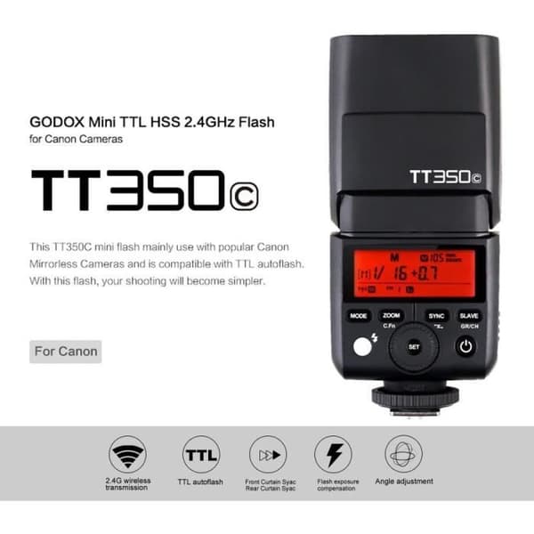 Extern blixt - GODOX - TT350C - TTL E-TTL II - GN36 - HSS 2.4G trådlös