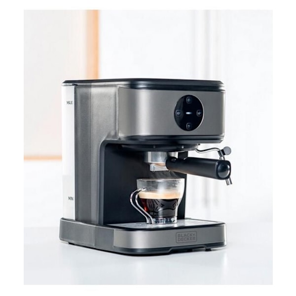 BLACK+DECKER BXCO850E espressomaskin - 850W - 20 barer - 2 koppar - Ångfunktion - Automatisk avstängning