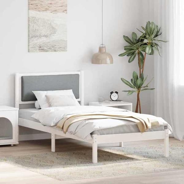 vidaXL Sängram Ljusgrå 100 x 200 cm Massivt trä 878143