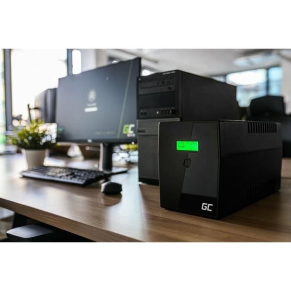 Green Cell® UPS avbrottsfri strömförsörjning 800 VA (480 W) med LCD-skärm 1 x 12 V/9 Ah 6 x Schuko