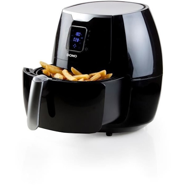 DOMO Deli-Fryer XXL oljefri fritös - 5,5L - Digital skärm - 8 program Svart