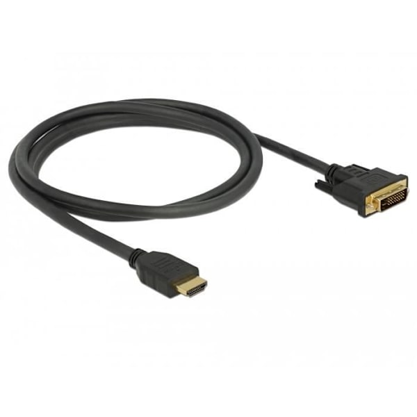 Videokabel med skrubbskruv - DELOCK - 85653 - HDMI Typ A (Standard) - DVI - 1,5 m Svart