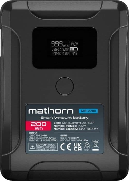 Canyon - MB-V200 - Mathorn-batteri 14 000 mAh PD65W OLED USB-C 200 Wh för V-montering