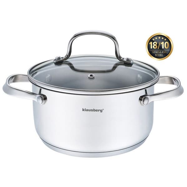 Gratäng - King Hoff - KB-7212 - 2,5 L - rostfritt stål - lock av härdat glas Grå