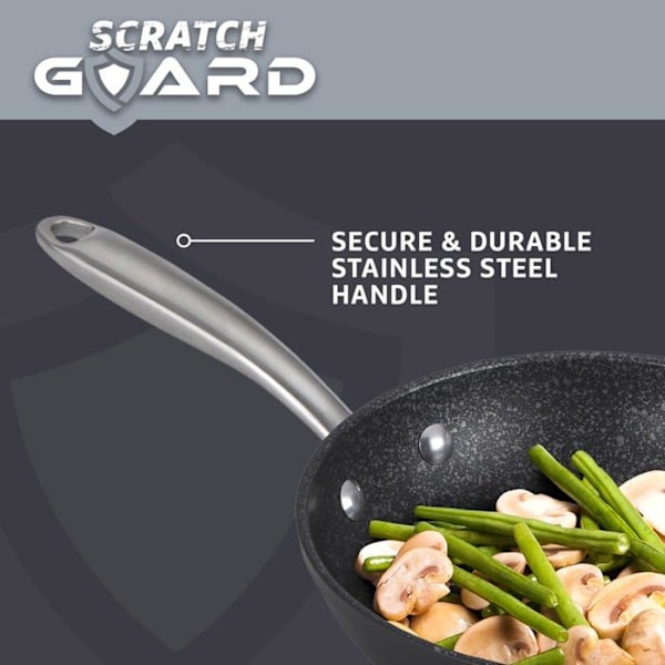 Prestige - 11928 - Set med 5 non-stick kastruller med lock för induktionshäll Svart 16 cm, 18 cm och 20 cm