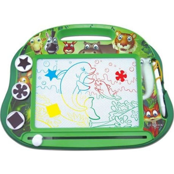 Magic slate Animals A5-format med magnetiska tillbehör för färgteckning - LEXIBOOK Grön