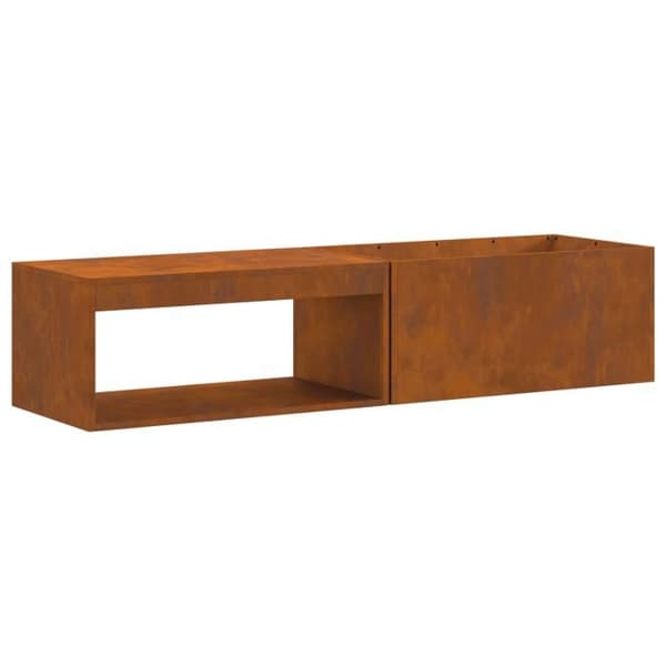 Braser - 160x45x35 cm - Väderbeständig stål - Rektangulär - Förvaring för ved brun