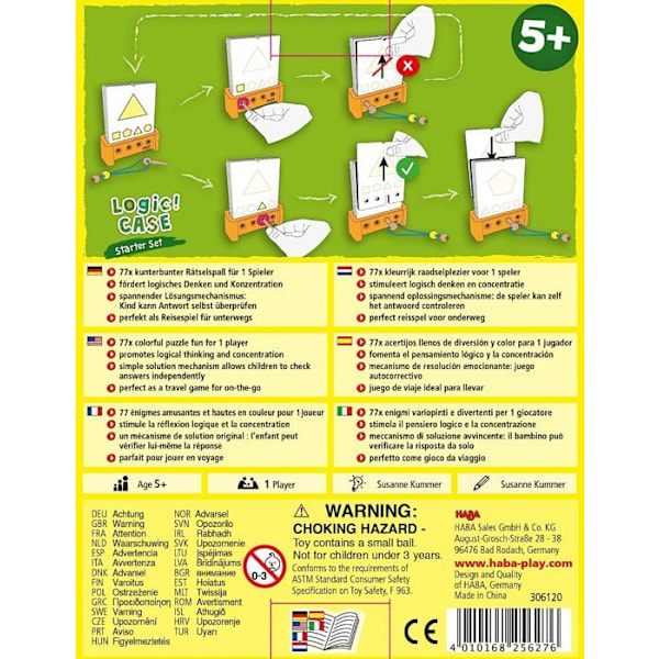 HABA - LogiCASE Starter Set 5+ - Pusselspel för logiskt tänkande och koncentration - 77 pussel per kit - Barn 5+ Gul