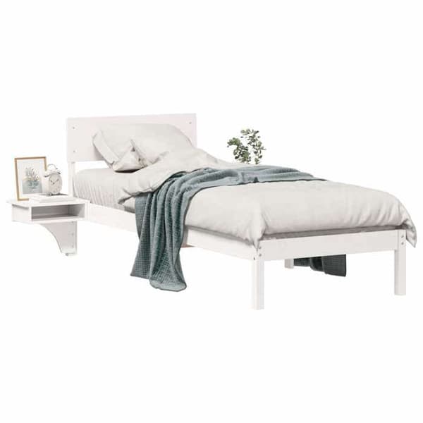 vidaXL Sängram med huvudgavel Vit 75 x 190 cm Massivt furu 873473