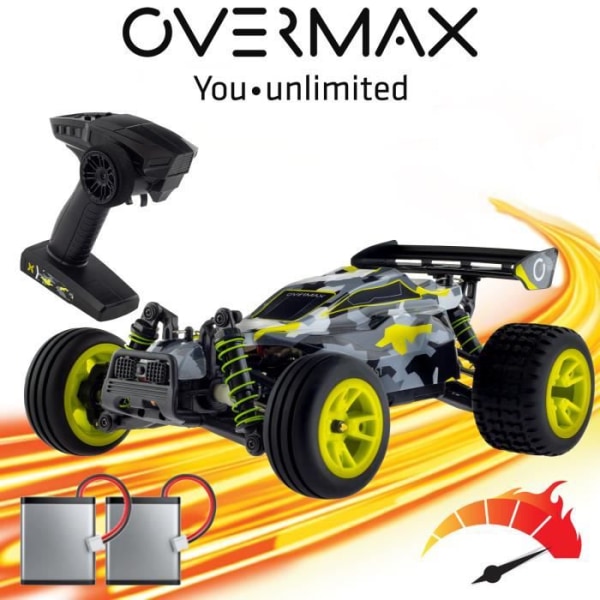 OVERMAX X-Blast - Fjärrstyrd bil - 45 km/h - 4x4 radiostyrt fordon - 30 min - LED-belysning - Fjäderupphängning